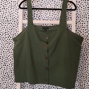 Olive Green Plus Size JCrew 3x Button Up Tank Top